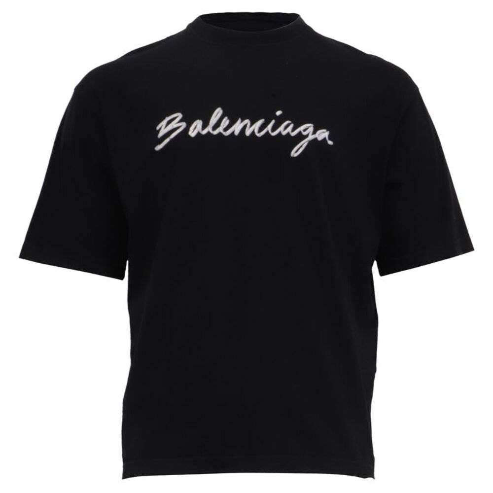Balenciaga Script Logo T-shirt in Black Cotton